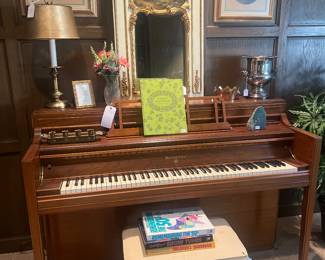 Wm. Knabe & Co. upright piano, antique trumeau mirror, silver plate champagne bucket and more