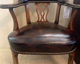 Hickory leather Banker’s chair