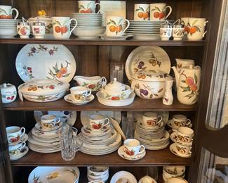 Two sets of Royal Worcester “Evesham” porcelain
Green Trim: 32 pieces
Gold Trim: 91 pieces
Serving pieces sold separately 