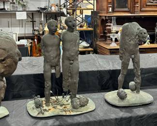 Parmakelis Yannis Greek Signed 70's Abstract Brutalist Bronze Statues 