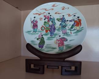 Asian Gathering Scene/Custom Wood Stand