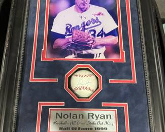 Nolan Ryan 1999' Signed Baseball In Framed Shadowbox