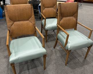 Gregorius Pineo Rattan Green Chairs(4)
