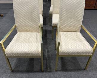 Dining Chairs White Upholstered Brass Frame