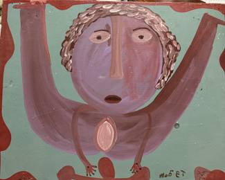 Moose Lady Signed Painting