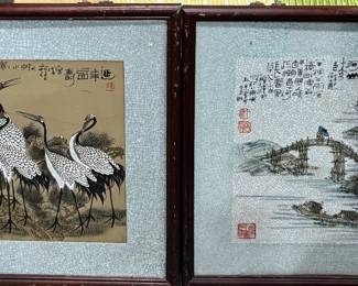Asian  Ceramic Framed  Art