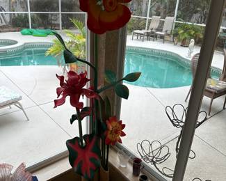 Painted balsa wood flowers