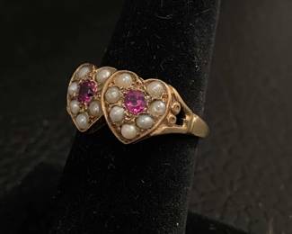 Antique gold and seed pearl ring