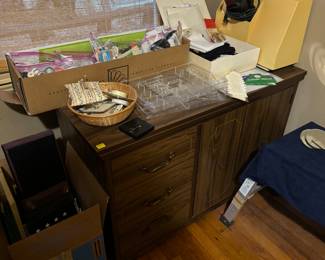 Sewing table and sewing supplies and craft