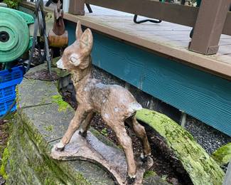 Painted Concrete Fawn Statue