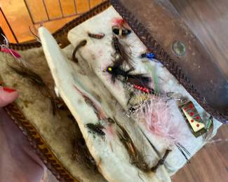 Fly Fishing Lures with Leather Case