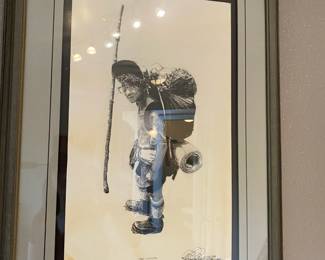 Framed & Matted Pen Drawing Print "The Hiker" Signed by Dacie McCallum