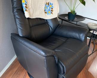 Contemporary Black Faux Leather Upholstered Recliner