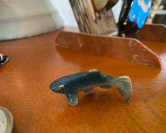Blue Ceramic Small Fish Figurine