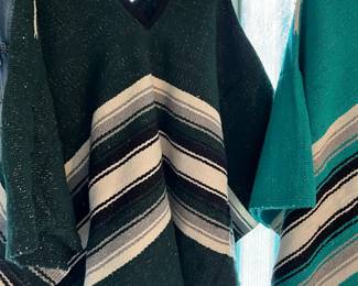 Hand Woven Green, White & Gray Molina Indian Blanket - Made in Mexico