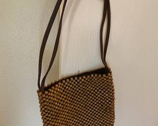 Wood Beaded Hand Bag