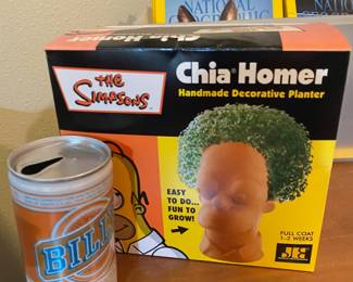 2002 Homer Simpson Chia Pet Collectible, 1970's Billy Carter Beer Can