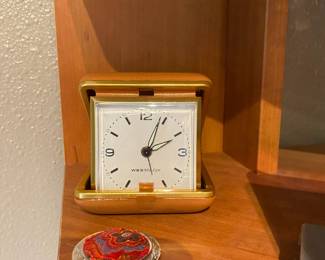Westclox Brass and Tan Travel Alarm Clock