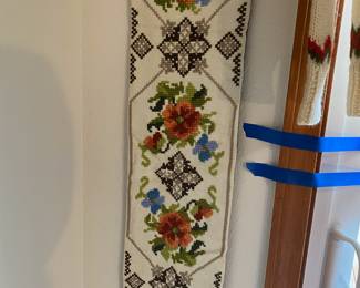 Scandinavian Folk Art Needlepoint Tapestry Banner