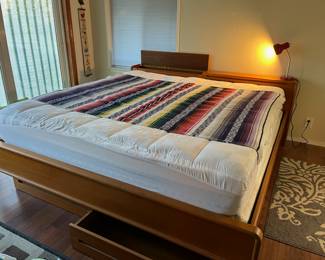King Size Mid Century Modern Bed Frame with Storage