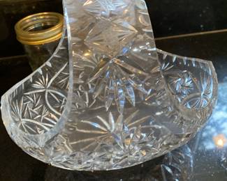 Crystal Glass Basket Dish with Handle