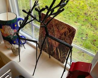 Pair of Metal Twig Reindeer Figurines