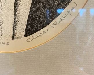 Framed & Matted Pen Drawing Print "The Dancer Rests" Signed by Claire Phillips