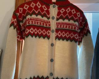 Red/White Knitted Button Up Sweater/Jacket