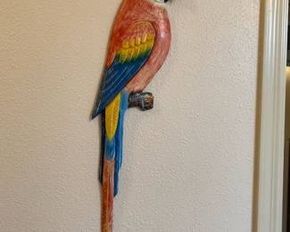 Wall Mounted Carved Wood Parrot