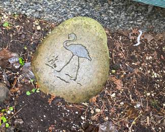 Carved Stone with Flamingo Design