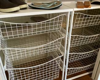Two White Metal 3 Basket Drawer Organizers