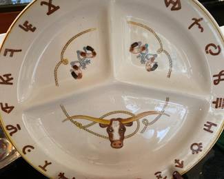 1950's Western Steer Long Horn Divided Grill Plate