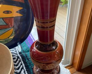Wood Carved/Enameled Vase