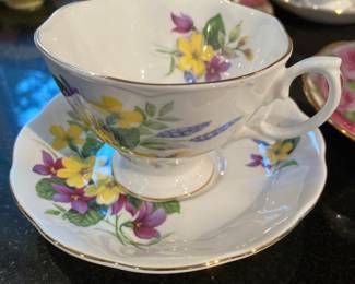Royal Albert Tea Cup & Saucer with Yellow/Purple Floral Pattern