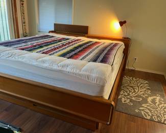 King Size Mid Century Modern Bed Frame with Storage