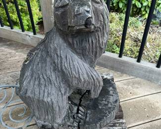 Small Wood Carved Bear Statue