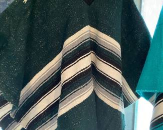 Hand Woven Green, White & Gray Molina Indian Blanket - Made in Mexico