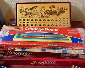 1983 Sure Lane Cribbage Board, 1982 Scrabble Game
