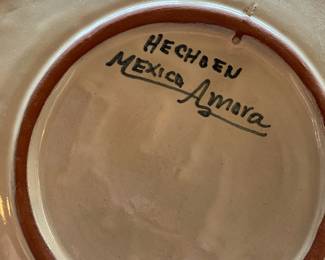 HechoenMexican Majolica Pottery Plate Signed by Hechoen