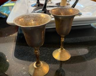 Pair of Brass Plated Goblets