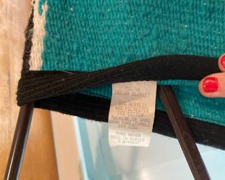 Hand Woven Turquoise, White & Gray Poncho Molina Indian Blanket - Made in Mexico