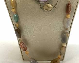 2 Artisan Polished Gemstone Necklaces, Jewelry