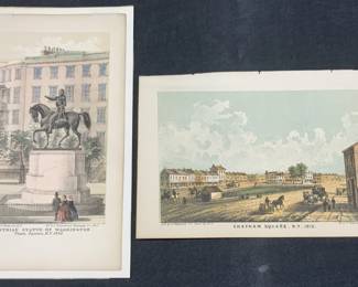 2 Antq Land & City Scape Lithographs, 1857-64