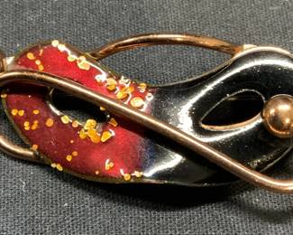 MATISSE Enameled Copper Venetian Mask Brooch