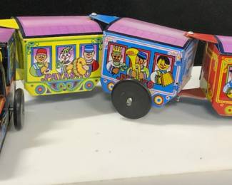 Wind Up Metal Circus Toy Train, Mexico