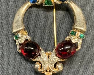 Vintage Trifari Sterling Silver Crystal Brooch