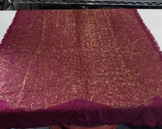 Woven Cotton Burgundy Shall w Gold Metallic