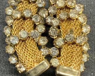 HOBE Gold Tone Chain & Crystal Earrings