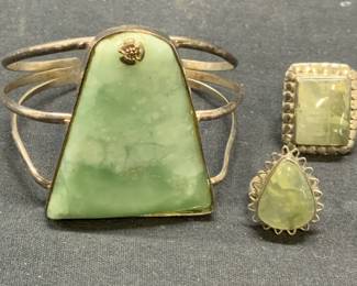 Lot3 Jewelry Sterling Silver Green Gem Rings, More
