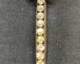 Vintage Gold Tone Crystal Brooch, 3.75 Inches